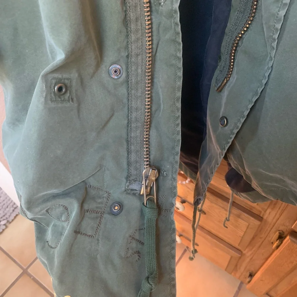 GREG LAUREN Blue Velvet Military Parka jacket coat - Picture 7 of 13